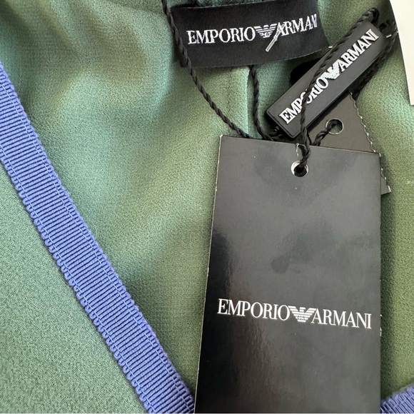 Emporio Armani 100% Mulberry Silk Sleeveless Tank Ruffle Top Green S - Picture 6 of 7